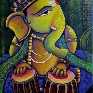 Ganesha Acrylic painting on stretched canvas