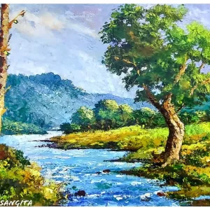 Landscape painting Acrylic knife painting on canvas