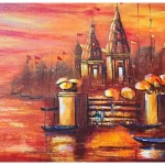 Varanasi ghat Acrylic knife painting on canvas