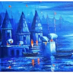Varanasi ghat Acrylic knife painting on canvas