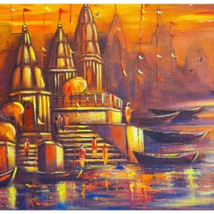 Varanasi ghat Acrylic knife painting on canvas