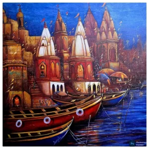 Varanasi ghat Acrylic painting on canvas