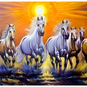 Seven running horses Acrylic painting on canvas