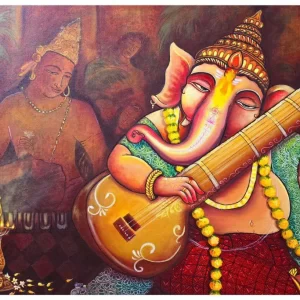 Ganesha Acrylic painting on stretched canvas