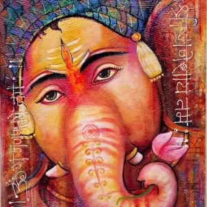 Ganesha Acrylic painting onstretched canvas