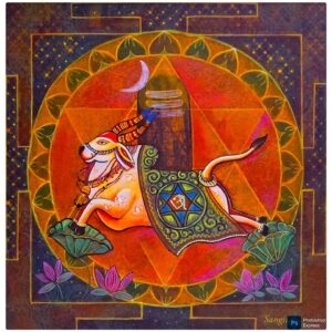 Acrylic Painting on Canvas of Nandi
