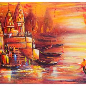 Varanasi ghat Acrylic knife painting on canvas