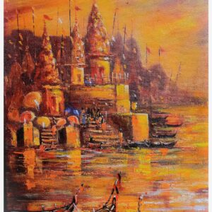 Varanasi ghat Acrylic knife painting on canvas