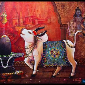 Nandi's Devotion (Acrylic painting on canvas)